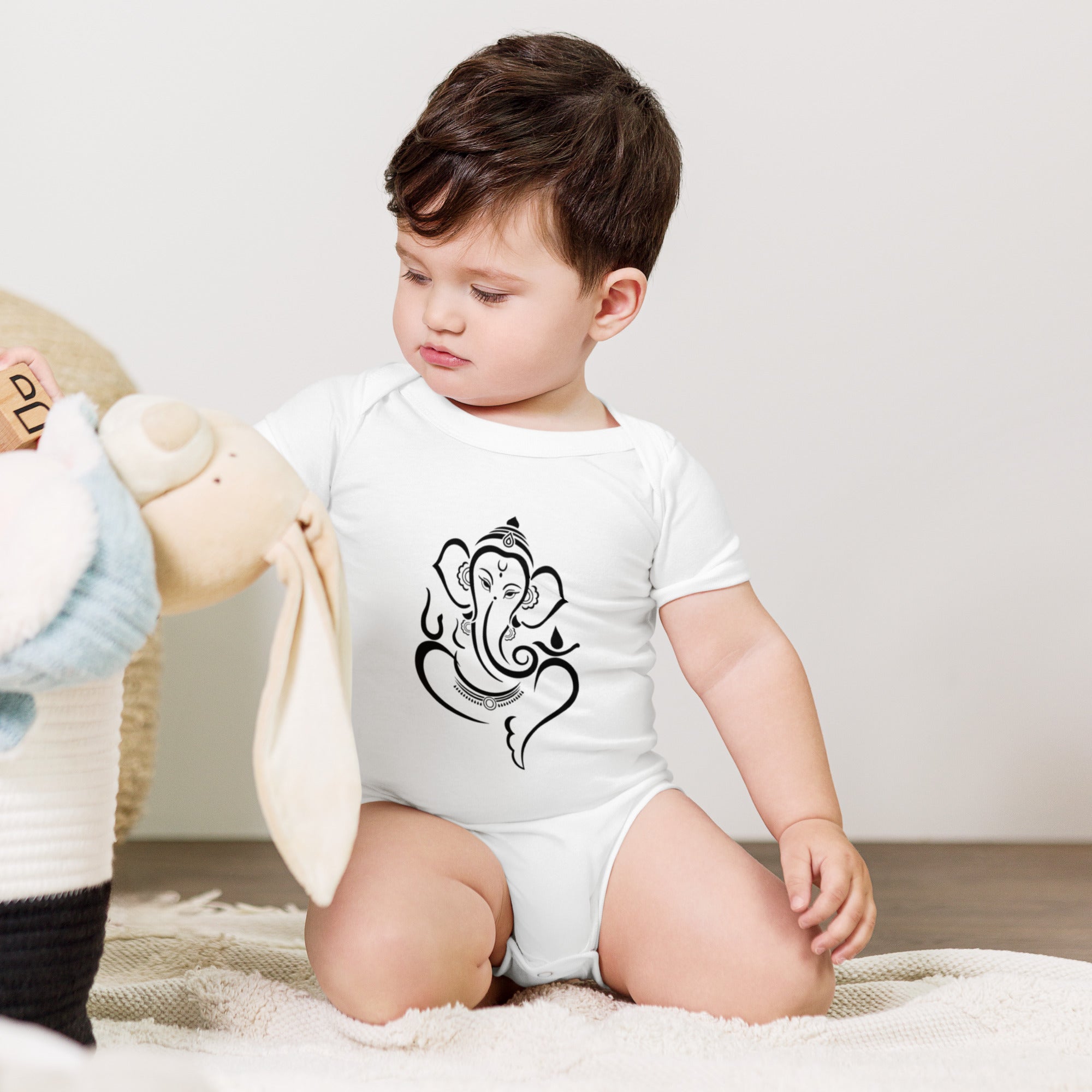 Ganpati Baba Baby short sleeve one piece - Nookshi