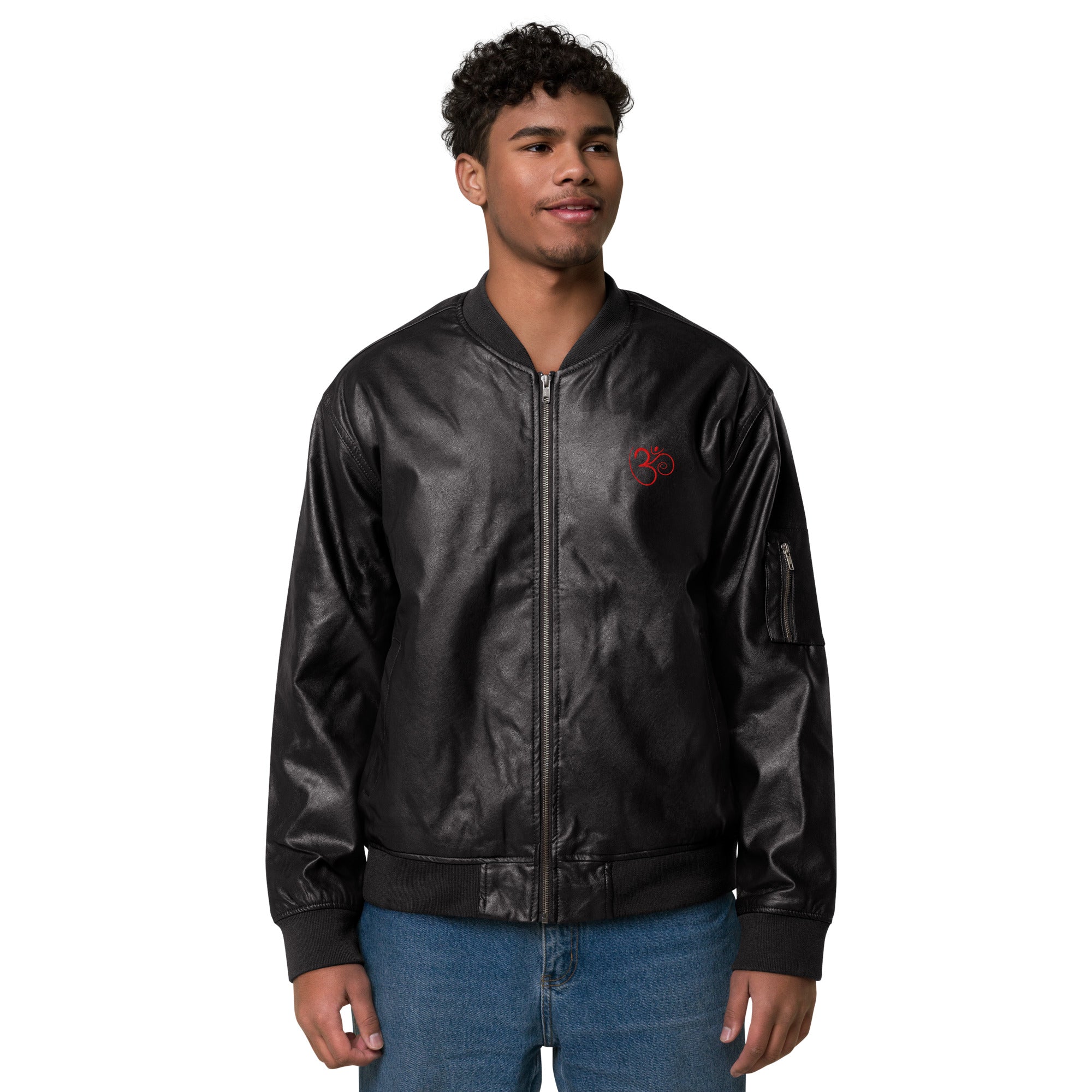 Om Leather Bomber Jacket Men - Nookshi