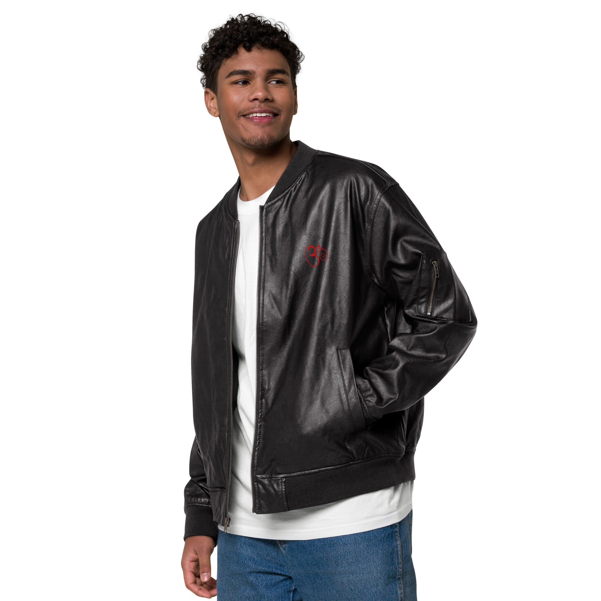 Om Leather Bomber Jacket Men - Nookshi