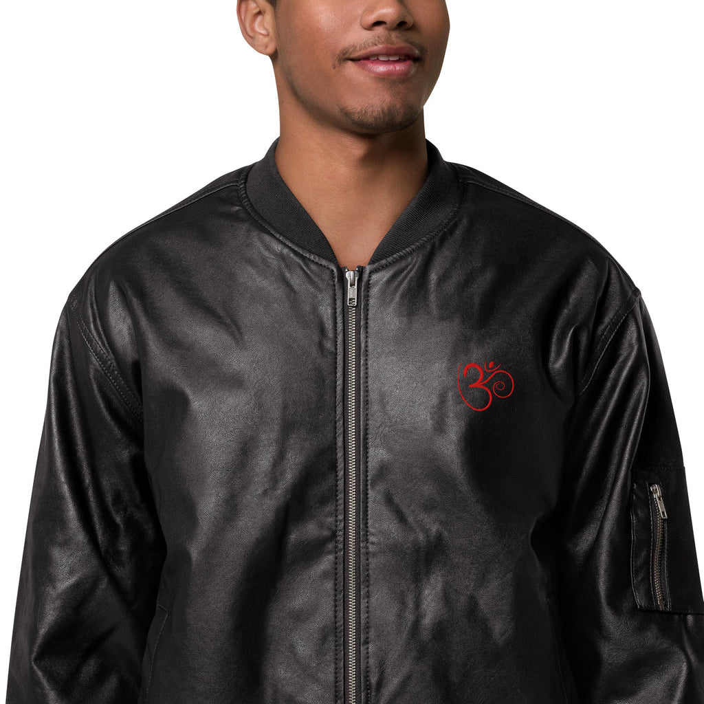 Om Leather Bomber Jacket Men - Nookshi
