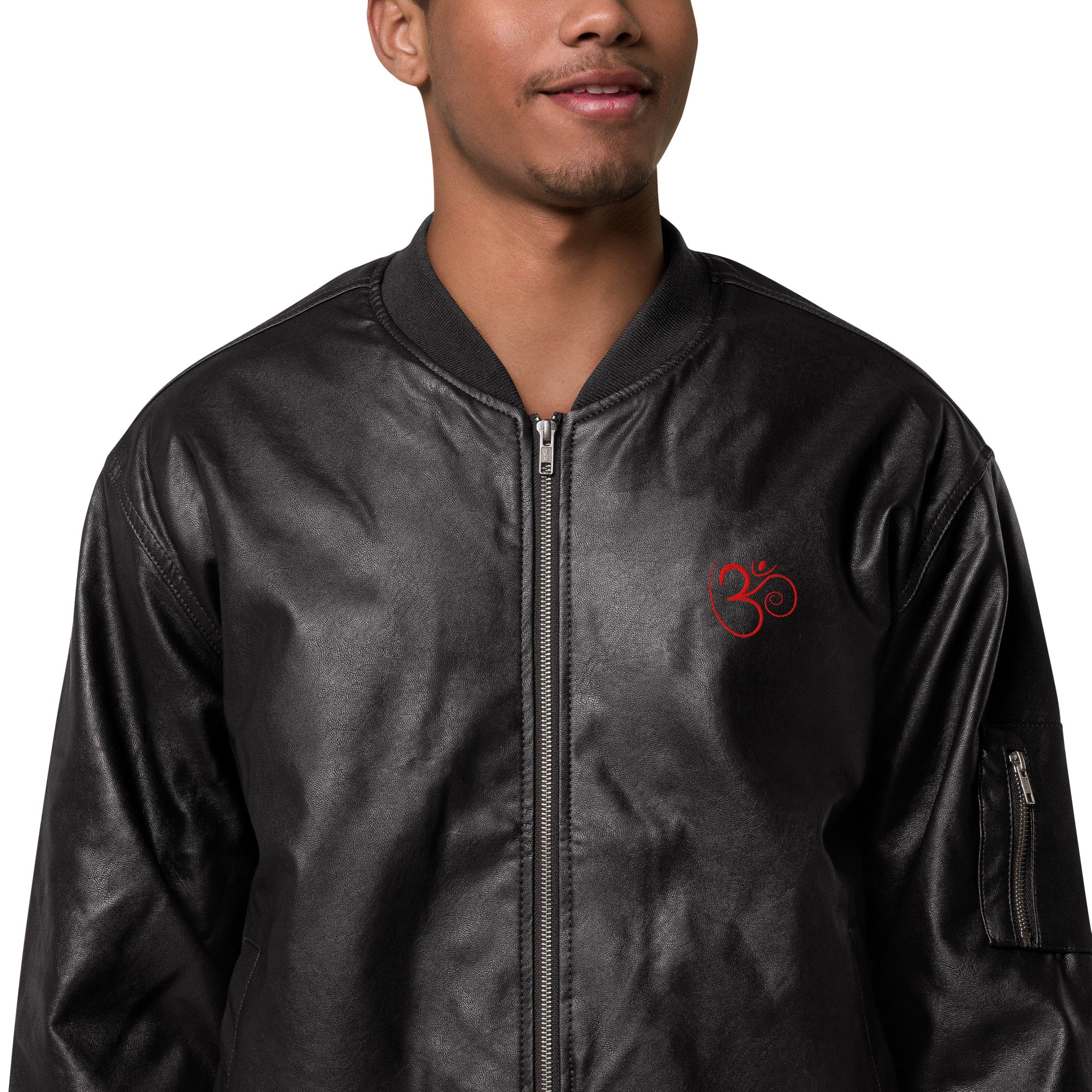 Om Leather Bomber Jacket Men - Nookshi