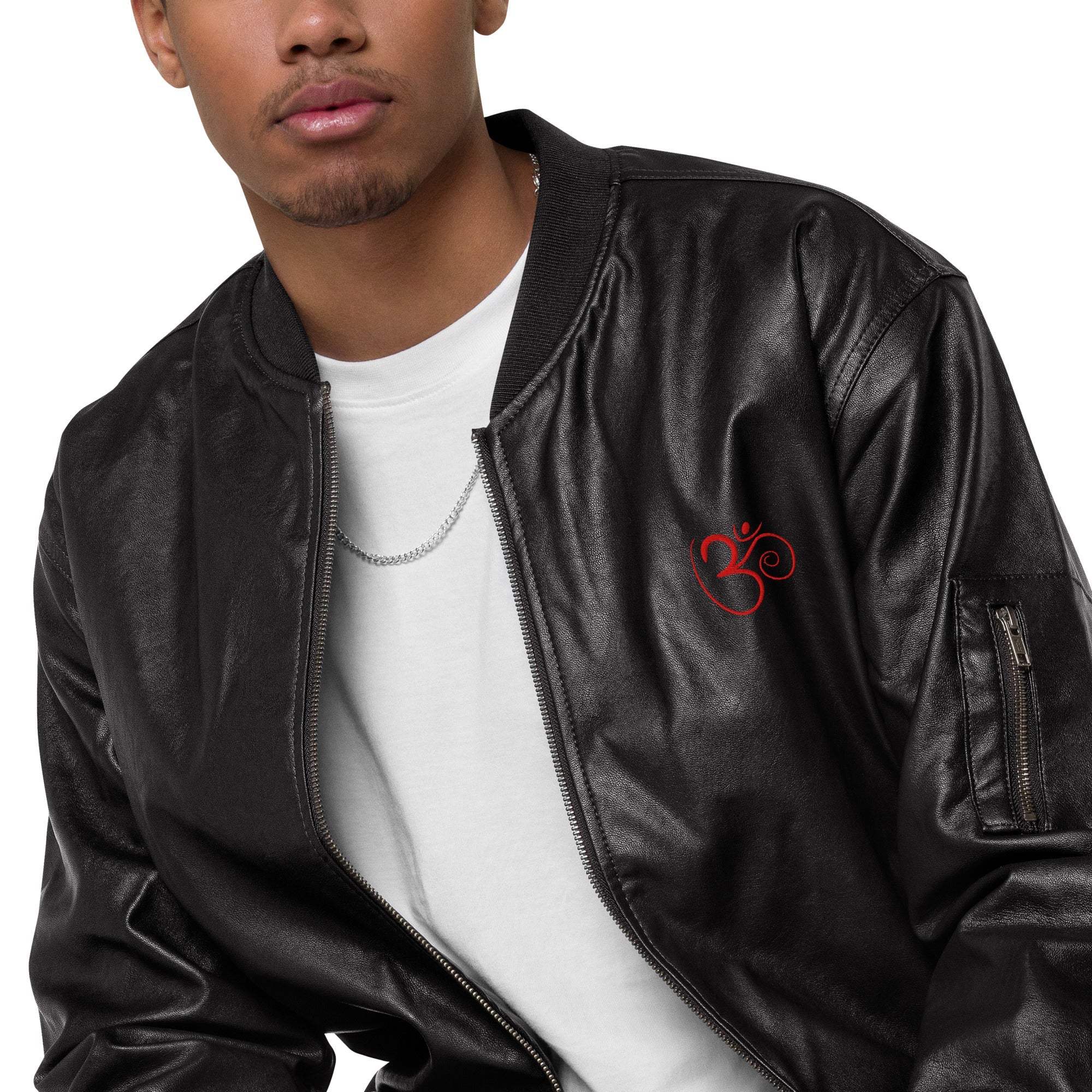 Om Leather Bomber Jacket Men - Nookshi