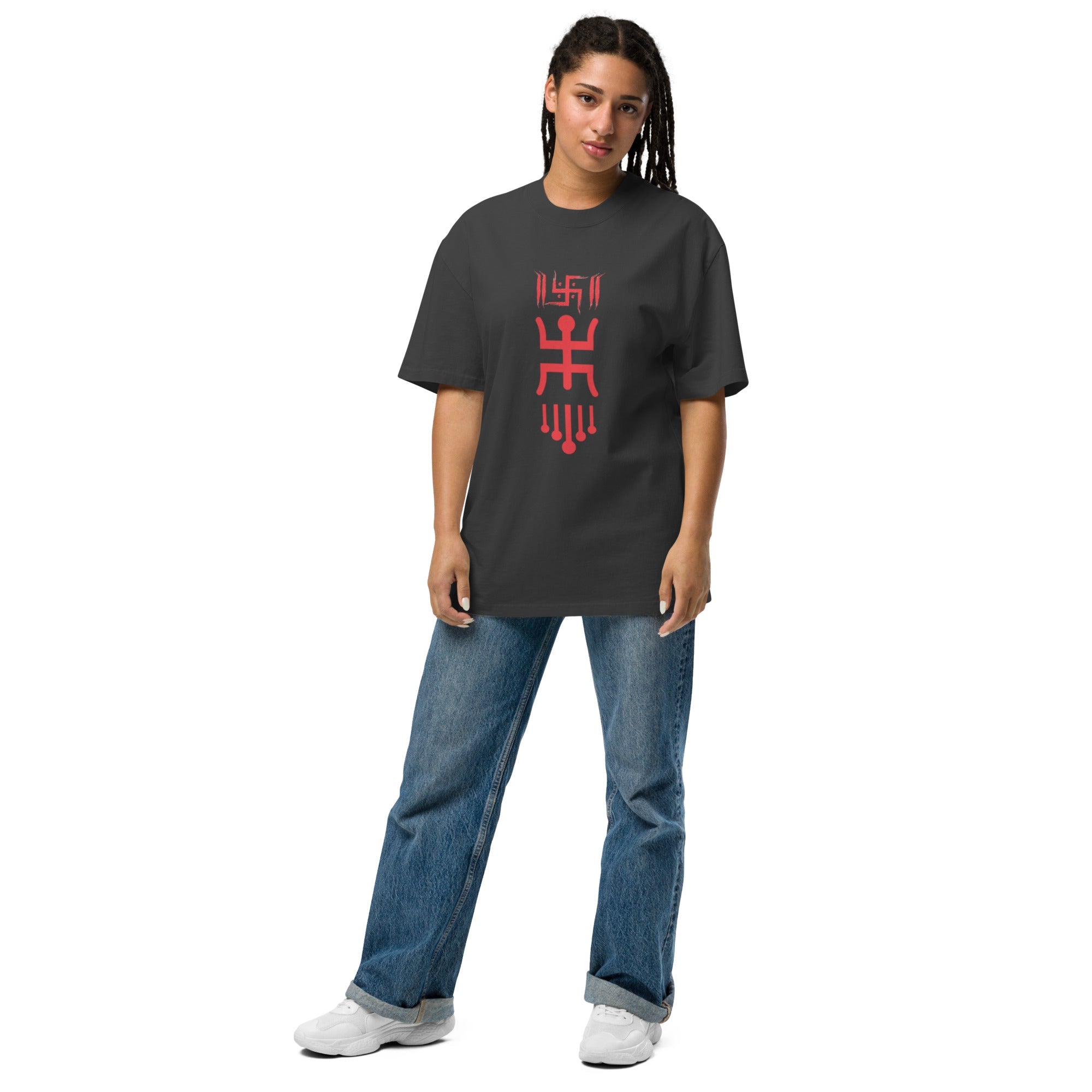 Swastika Oversized faded t-shirt for women - Nookshi